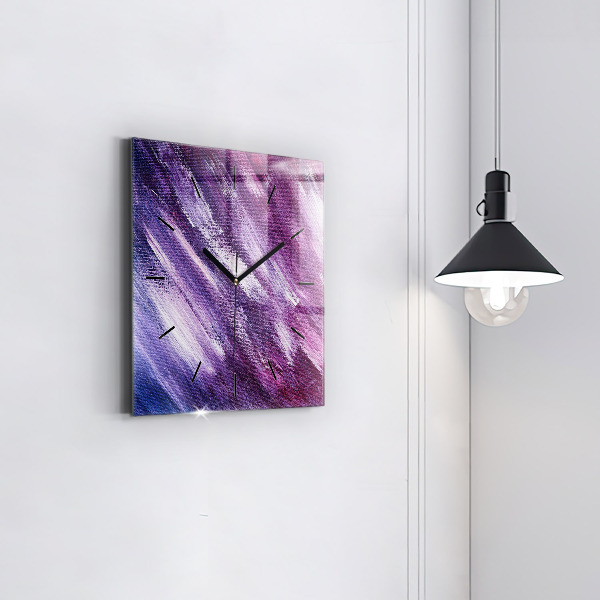 Square glass wall clock Acrylic paint texture