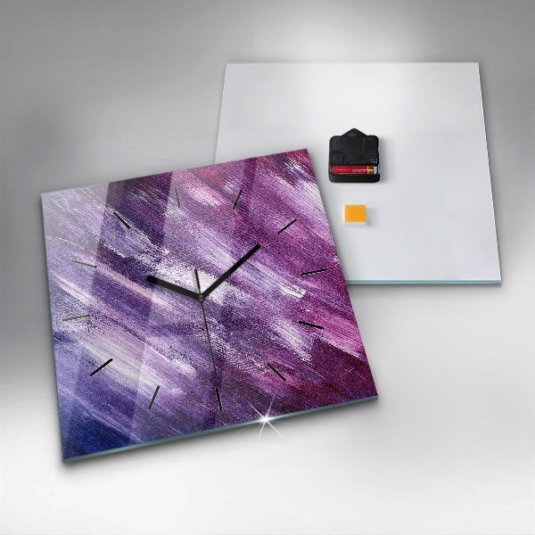 Square glass wall clock Acrylic paint texture