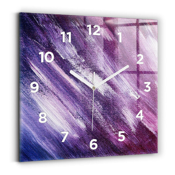 Square glass wall clock Acrylic paint texture