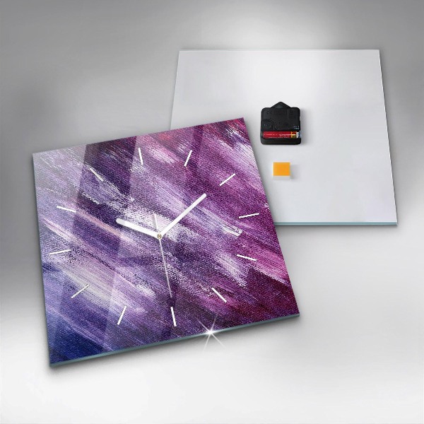 Square glass wall clock Acrylic paint texture