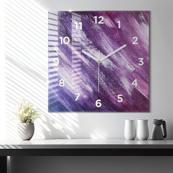 Square glass wall clock Acrylic paint texture