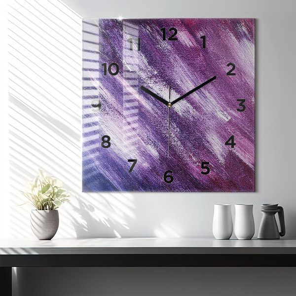 Square glass wall clock Acrylic paint texture