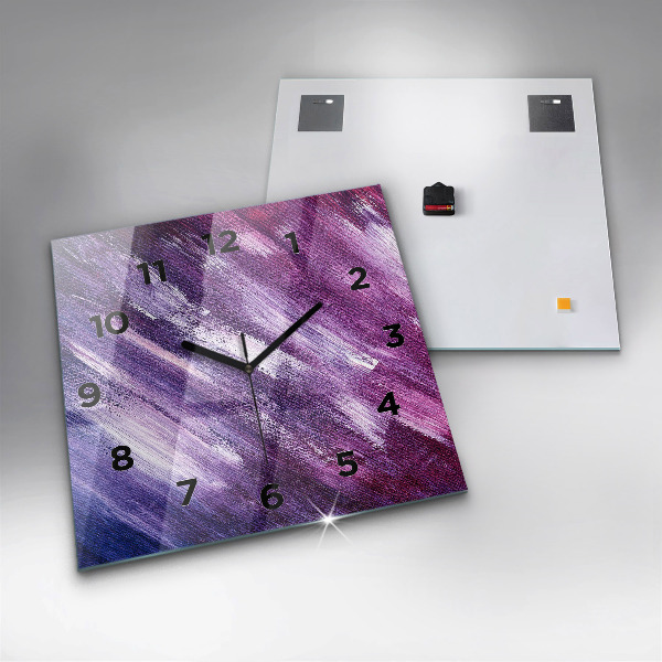 Square glass wall clock Acrylic paint texture