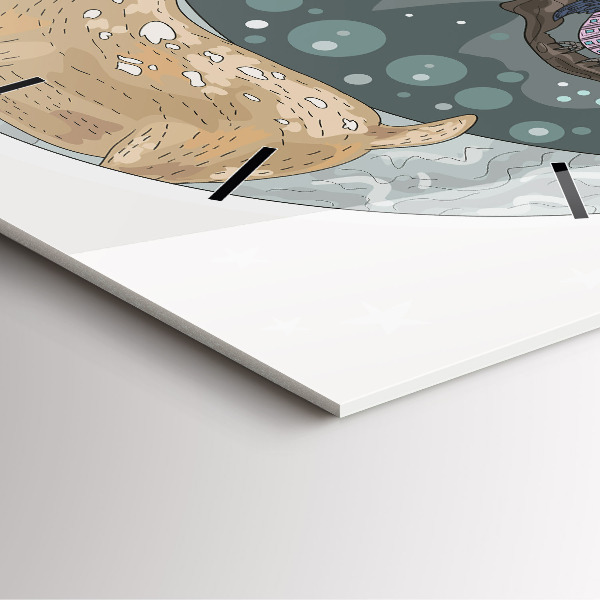 Square glass wall clock Nocturnal Animals and the Moon