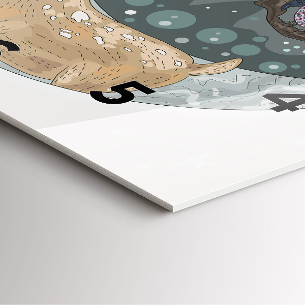 Square glass wall clock Nocturnal Animals and the Moon