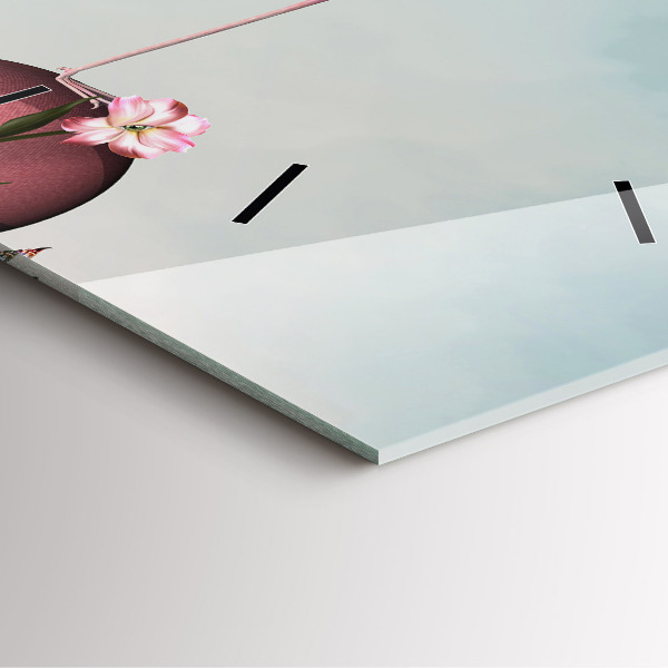 Square glass wall clock Surreal Flamingo