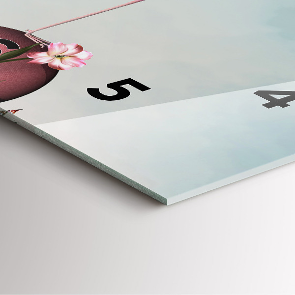 Square glass wall clock Surreal Flamingo