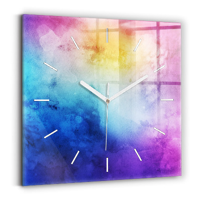 Square glass wall clock Colored Spots