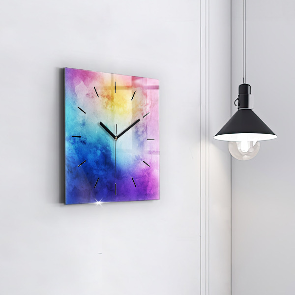Square glass wall clock Colored Spots