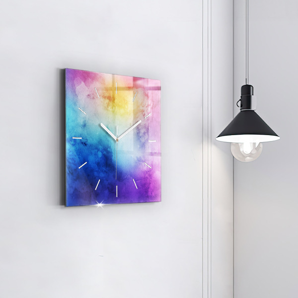 Square glass wall clock Colored Spots
