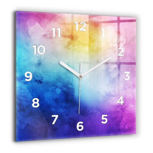 Square glass wall clock Colored Spots