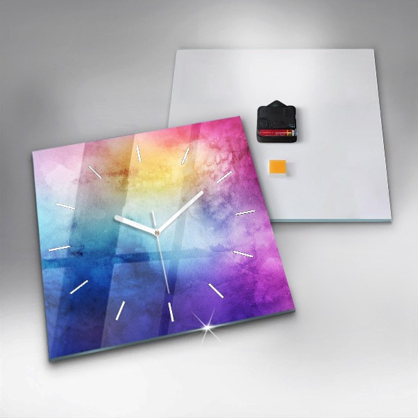 Square glass wall clock Colored Spots