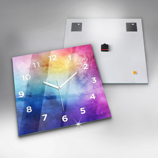 Square glass wall clock Colored Spots