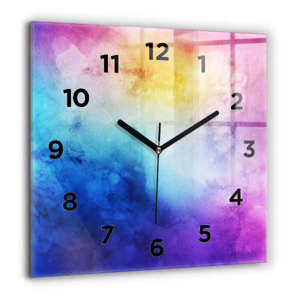 Square glass wall clock Colored Spots