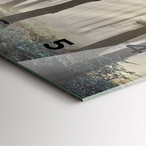 Square glass wall clock Forest in the fog