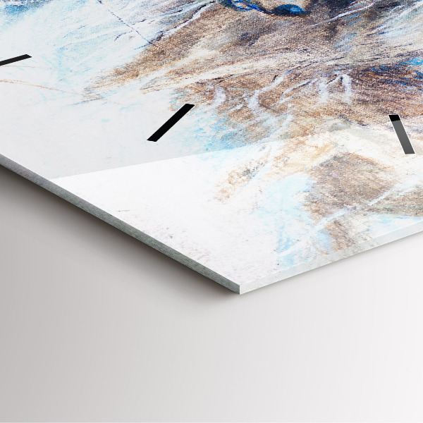Square glass wall clock Wolves in the forest