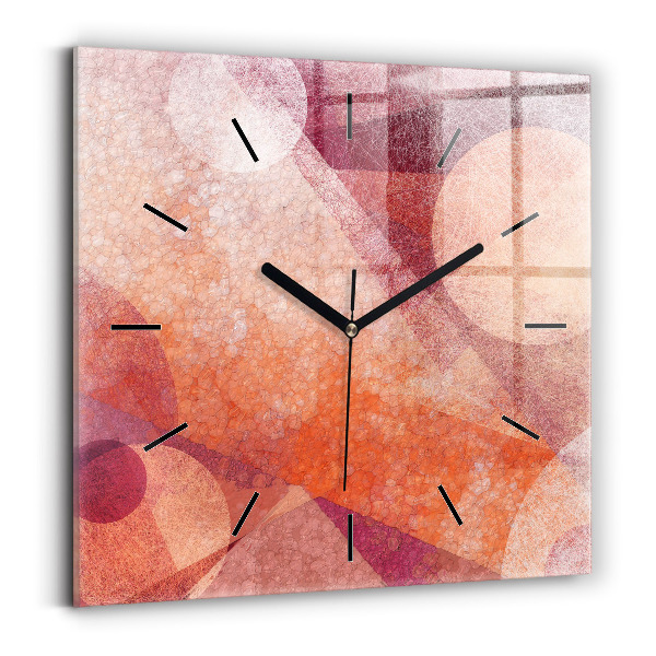 Square glass wall clock Geometric abstraction