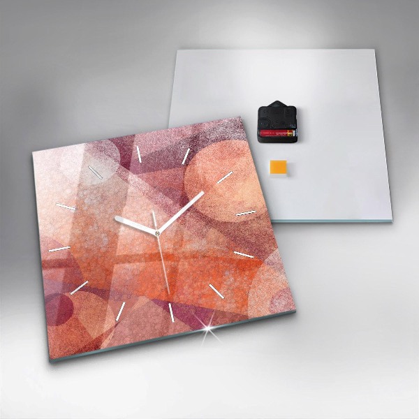 Square glass wall clock Geometric abstraction