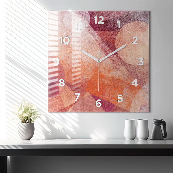 Square glass wall clock Geometric abstraction