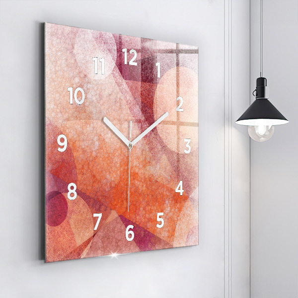Square glass wall clock Geometric abstraction