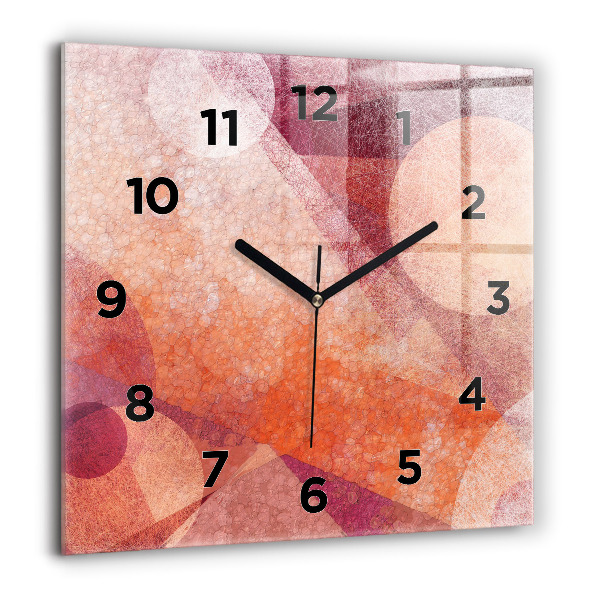 Square glass wall clock Geometric abstraction