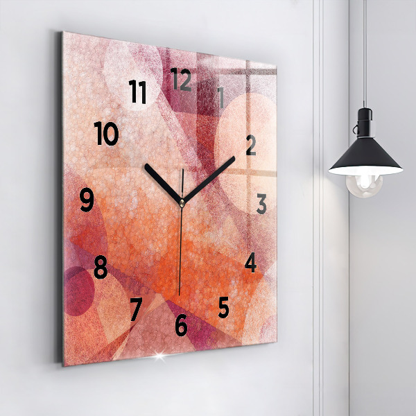 Square glass wall clock Geometric abstraction