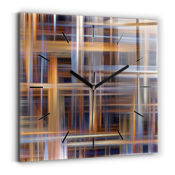 Square glass wall clock Abstract geometry