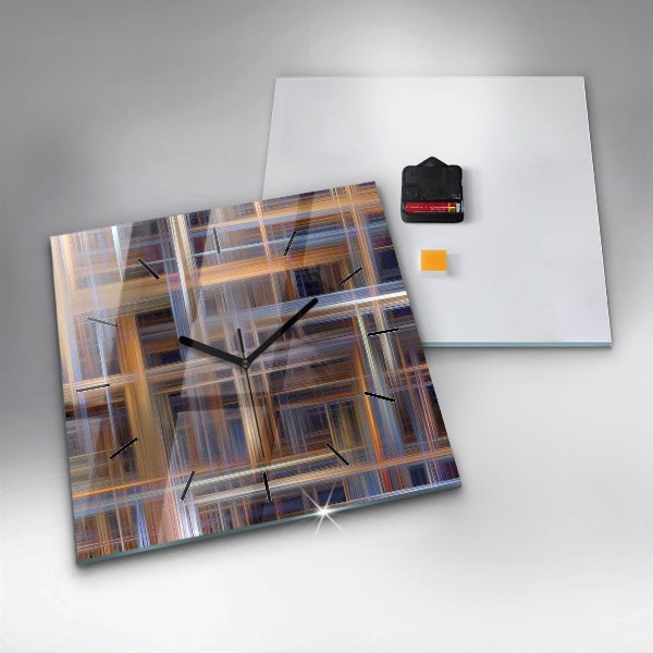 Square glass wall clock Abstract geometry