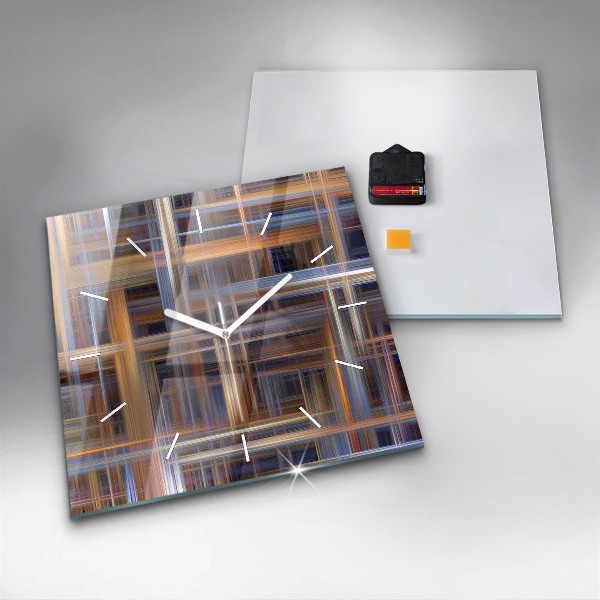 Square glass wall clock Abstract geometry