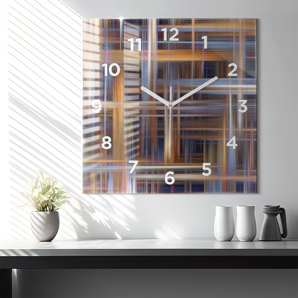 Square glass wall clock Abstract geometry