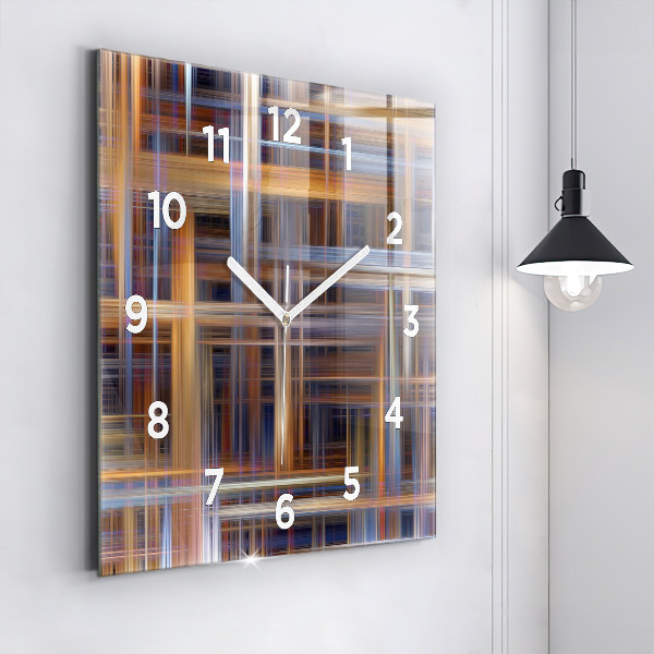 Square glass wall clock Abstract geometry