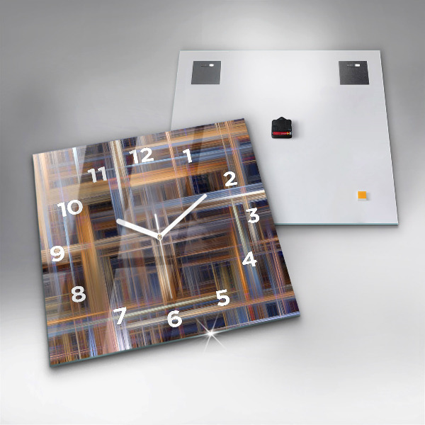 Square glass wall clock Abstract geometry
