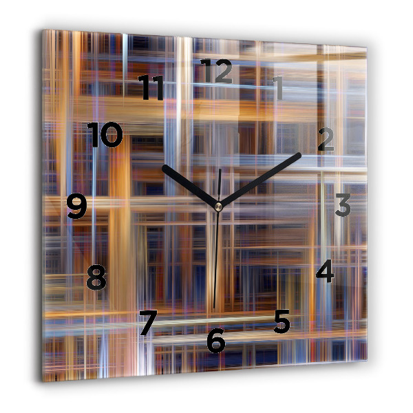 Square glass wall clock Abstract geometry
