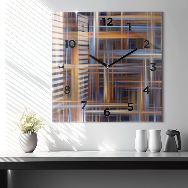 Square glass wall clock Abstract geometry