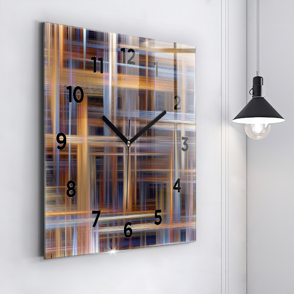 Square glass wall clock Abstract geometry