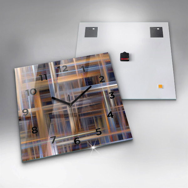 Square glass wall clock Abstract geometry
