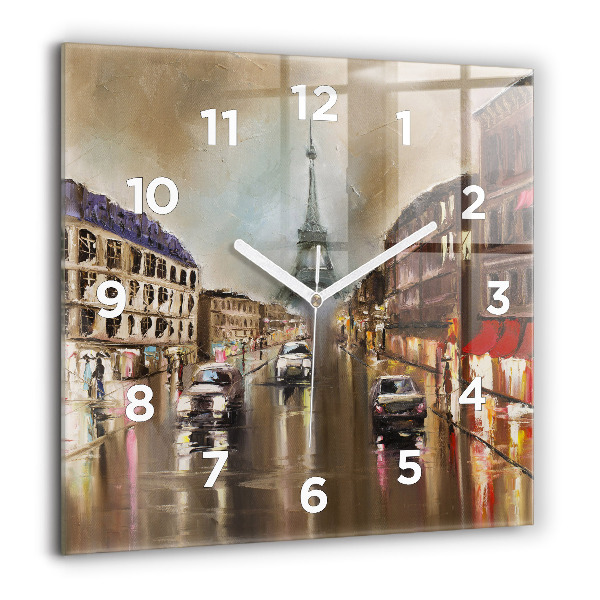 Square glass wall clock Architecture of the city of Paris