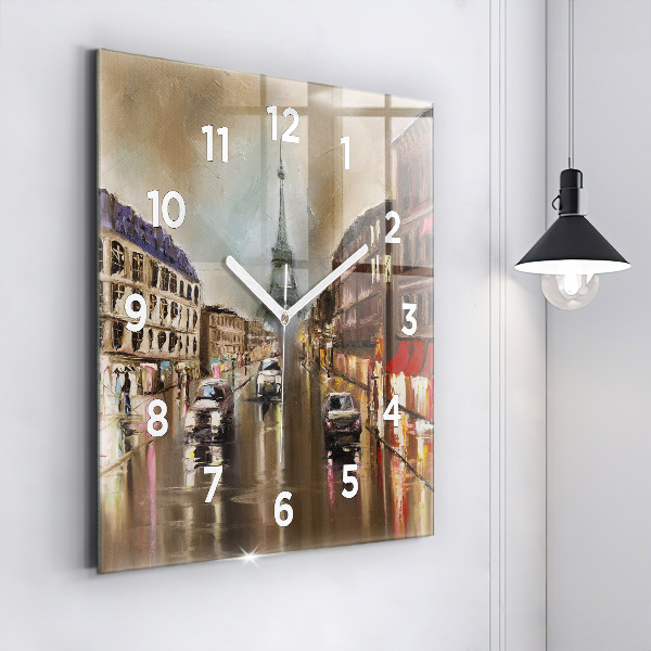 Square glass wall clock Architecture of the city of Paris