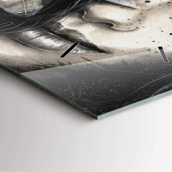 Square glass wall clock Painted portrait