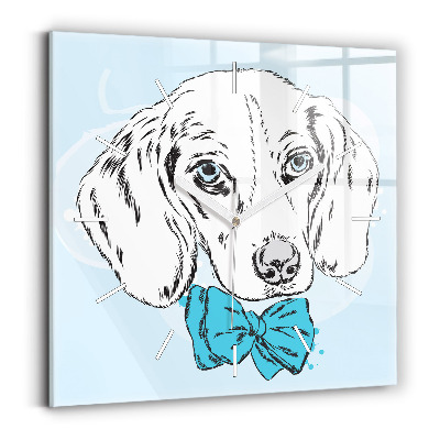 Square glass wall clock Puppy dog