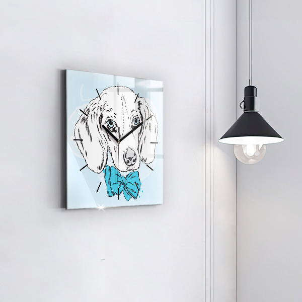 Square glass wall clock Puppy dog