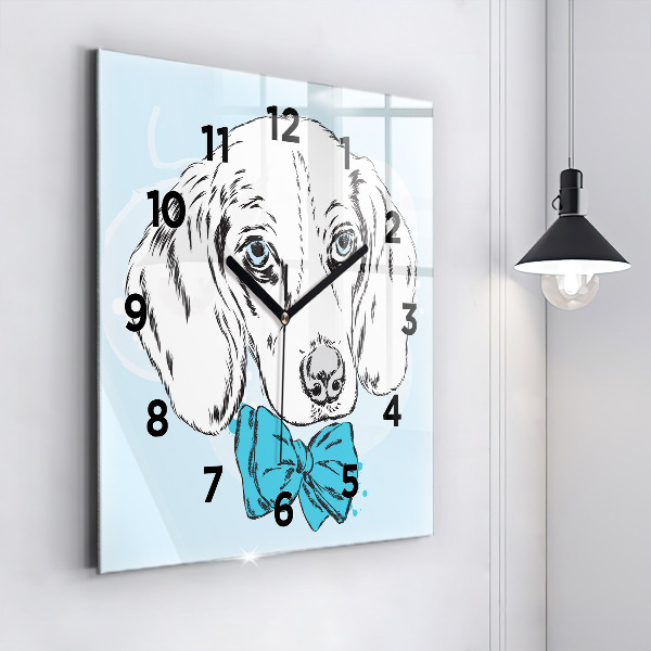 Square glass wall clock Puppy dog
