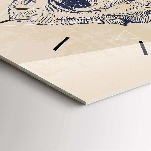 Square glass wall clock Wolf head