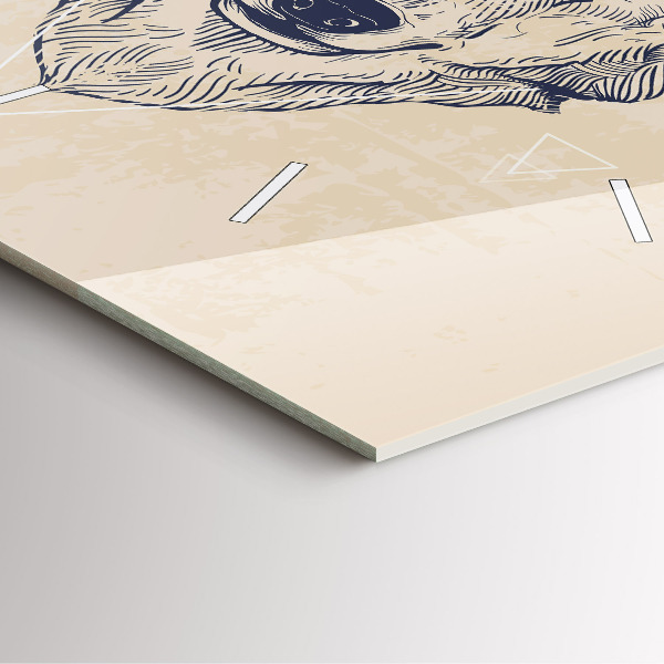 Square glass wall clock Wolf head