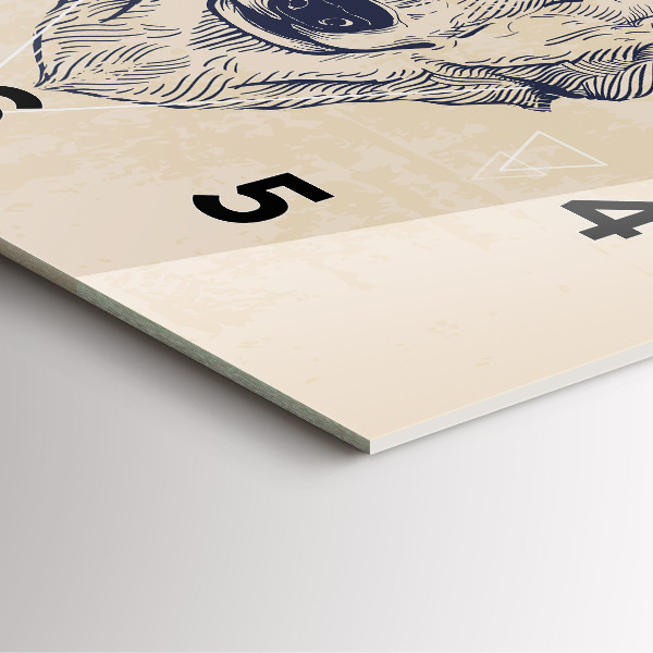 Square glass wall clock Wolf head