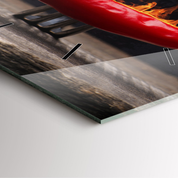 Square glass wall clock Pepperoni pepper