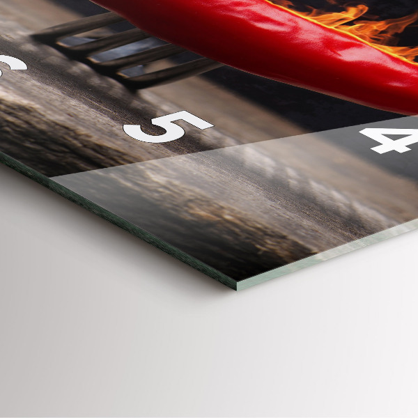 Square glass wall clock Pepperoni pepper