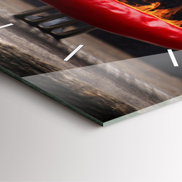 Square glass wall clock Pepperoni pepper