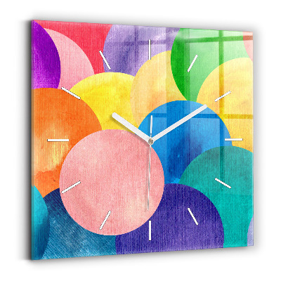 Square glass wall clock Abstract circles