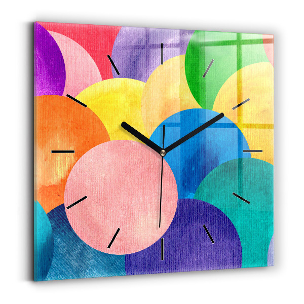 Square glass wall clock Abstract circles